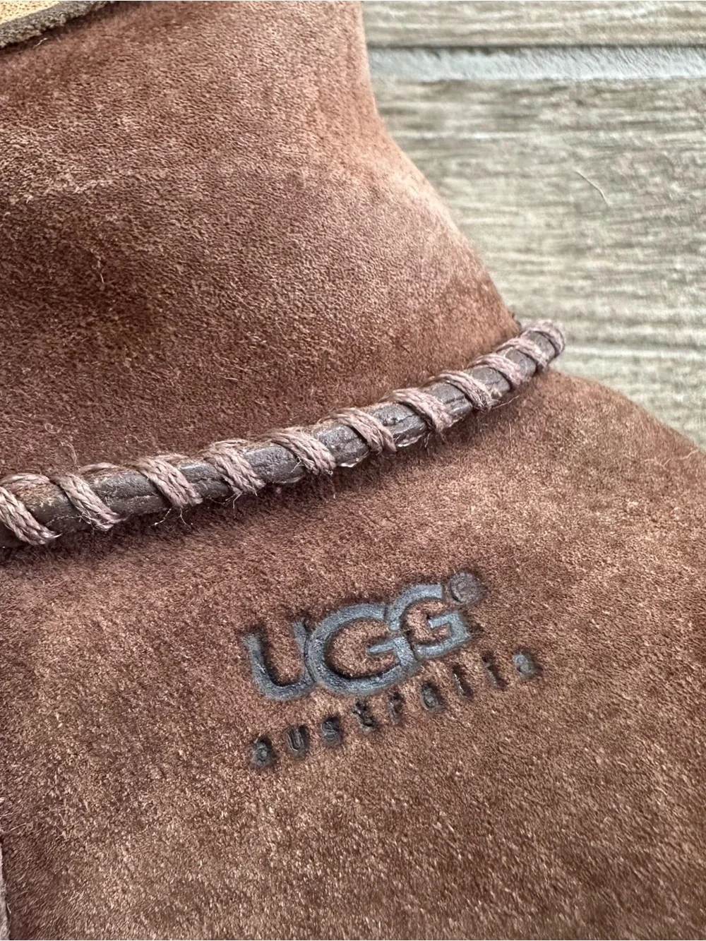 UGG Brown Suede Shearling Lined Lace-Up Ankle Boots Cozy Boho Winter size 7